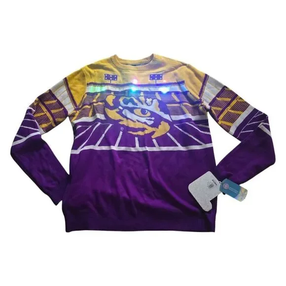 LSU Tigers Bluetooth Light Up Ugly Christmas Sweater SZ XL Louisiana State